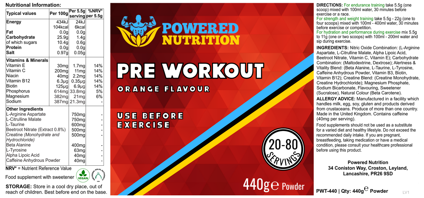 Pre Workout (Orange Flavour)